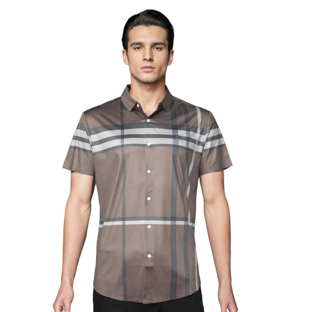 Burberry Brown Checks Embroidered Premium Shirt