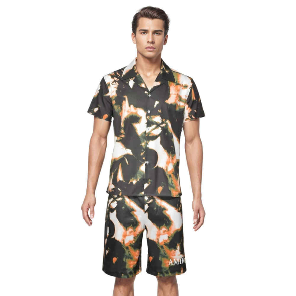Amiri Fashion Printing Premium Quality Men's Short Sleeve Shirt & Shorts Combo
