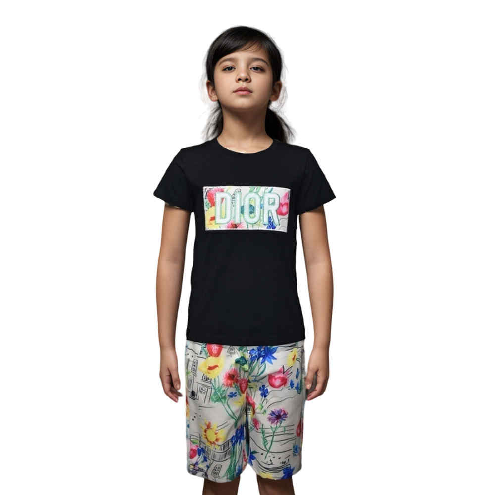 Dior Embroidered logo Black Premium Girls Co-ord Set