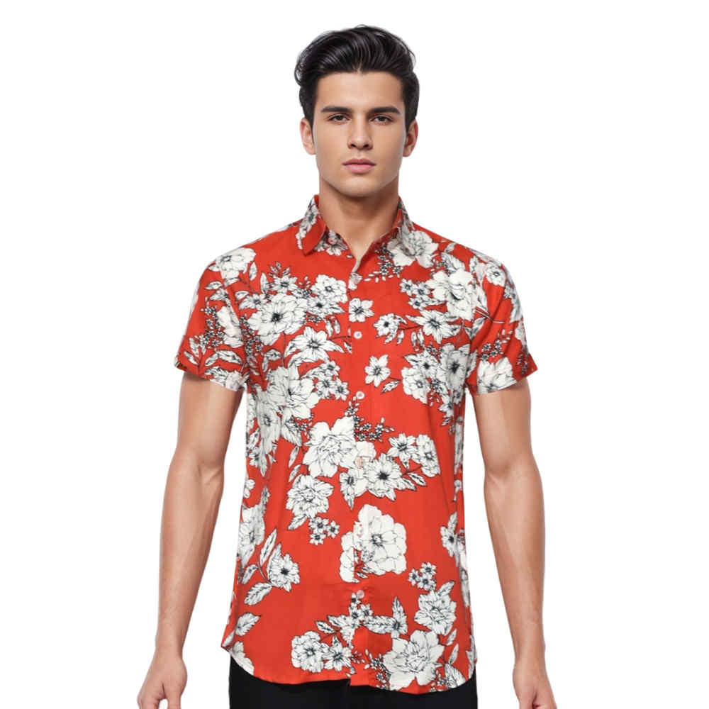 Zara Red Flower Premium Quality Shirt