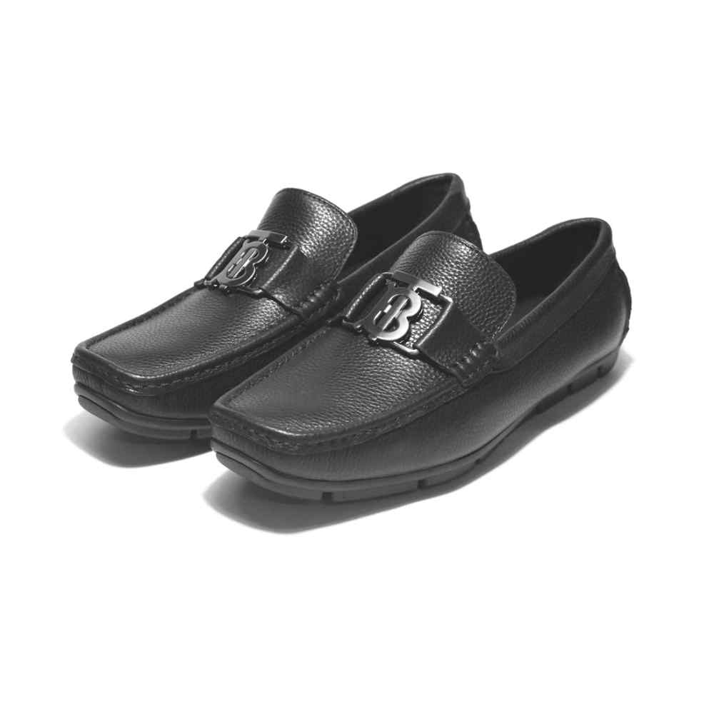 Burberry TB Black Premium Leather Loafers