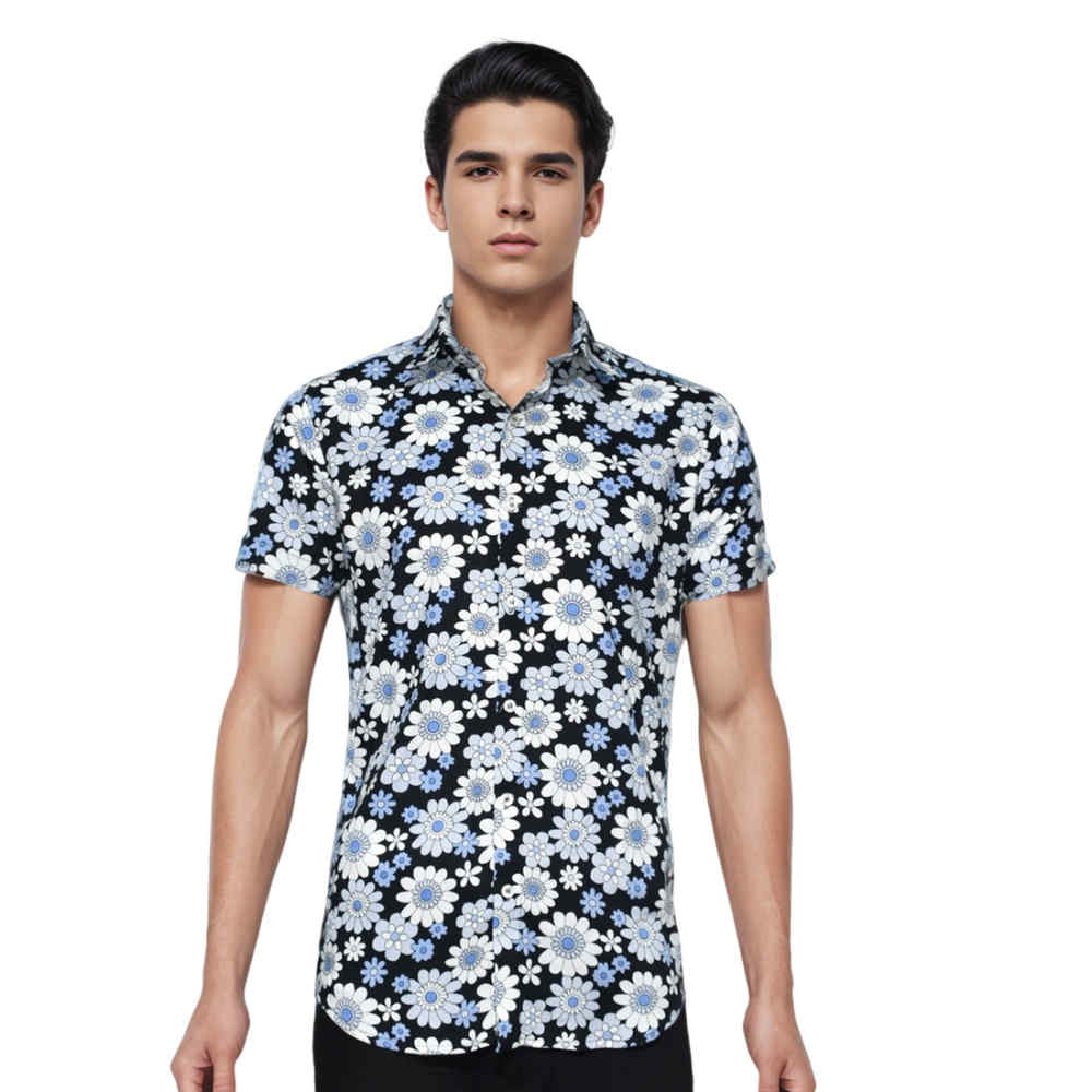 ZARA Flower Print Premium Quality Half Sleeve Shirt