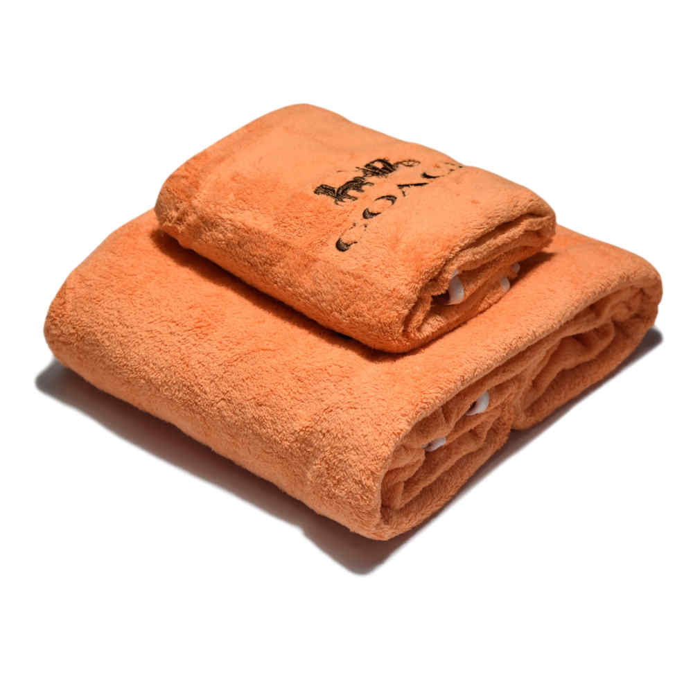 Coach Embroidered Logo Orange Premium Towel - Set of 2