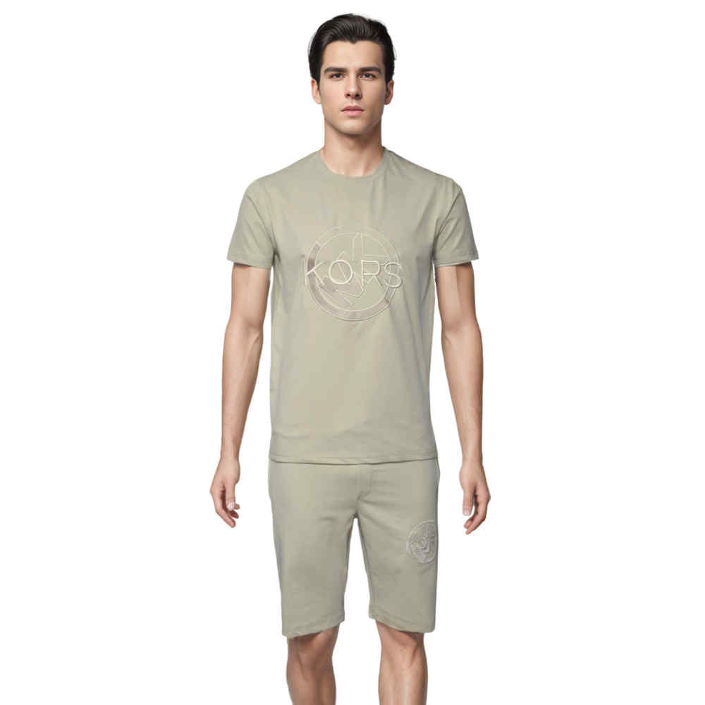Michael Kors Embroidered Cream Premium T-shirt & Shorts Combo