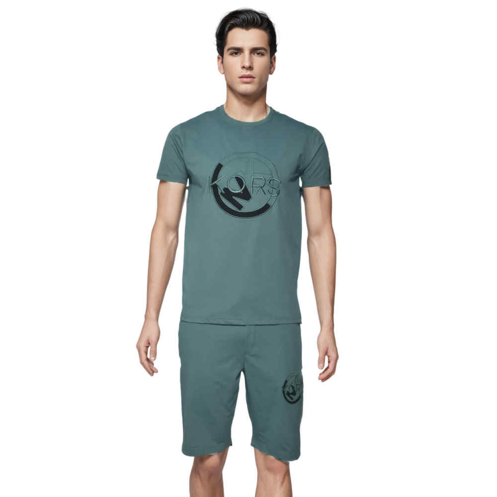 Michael Kors Embroidered Light Green Premium T-shirt & Shorts Combo