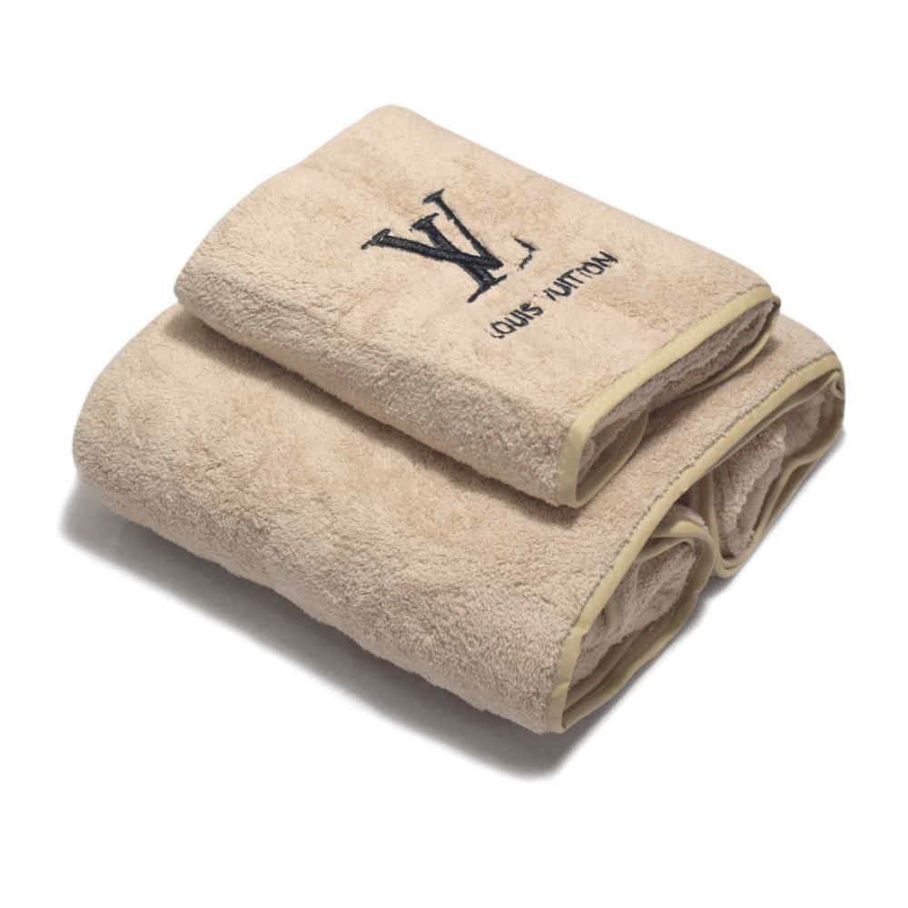 Louis Vuitton Embroidered logo Light Brown Towel - Set of 2
