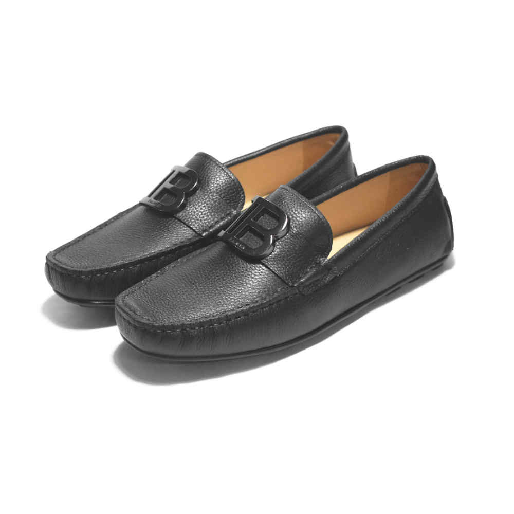 Balmain Black Premium Luxury Leather Loafers