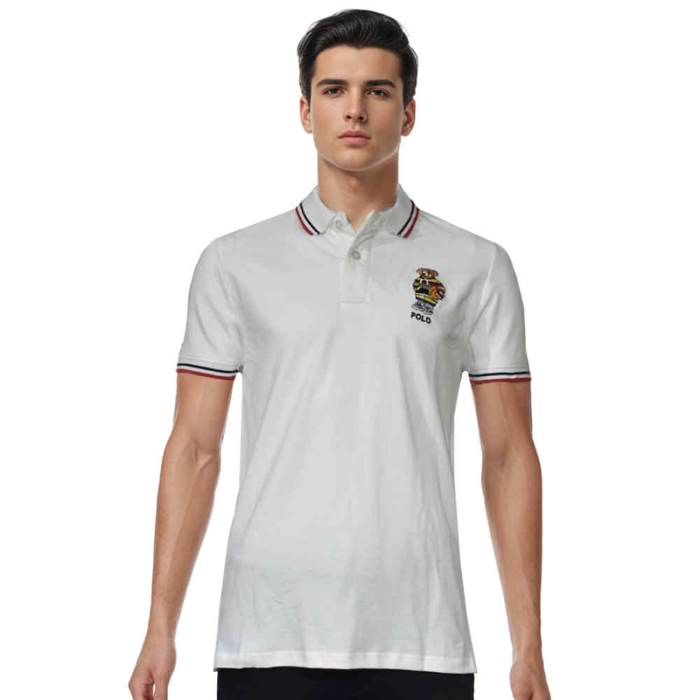 White Bear Embroidered Premium Polo T-shirt
