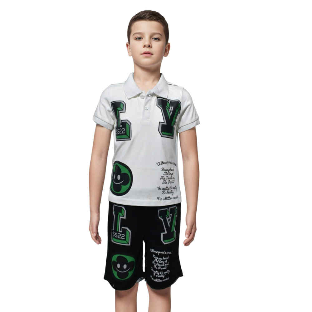 Louis Vuitton Printed White Premium Kids Co-ord Set