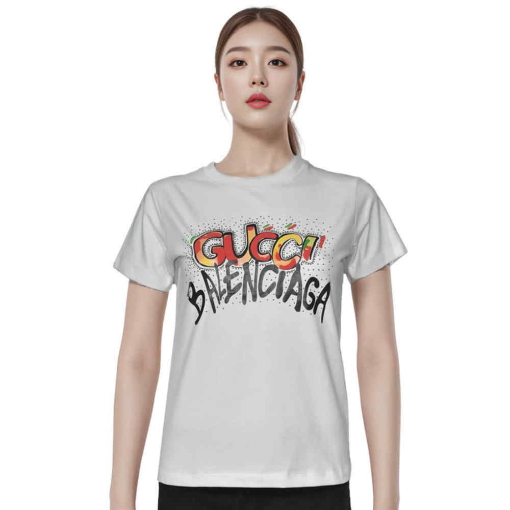 Gucci x Balenciaga Print White Women T-shirt