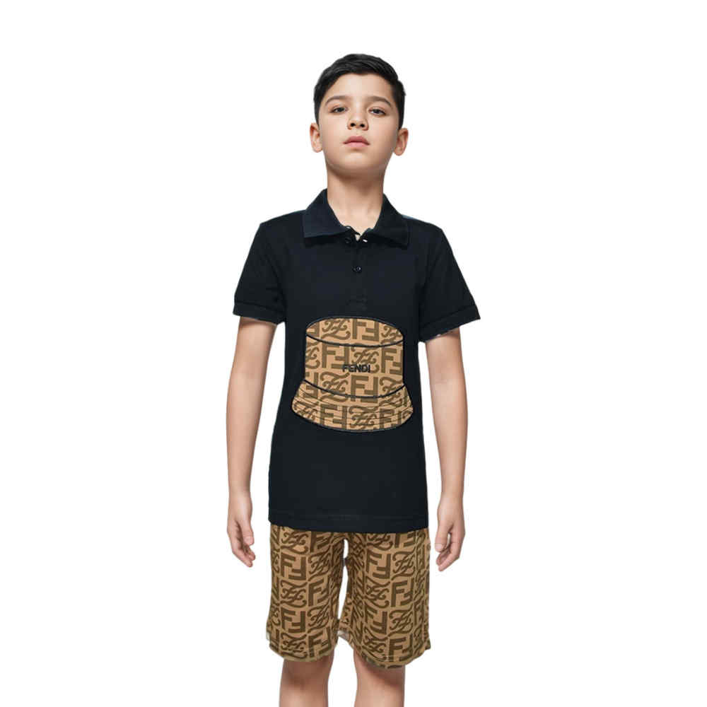 Fendi Embroidered Black Premium Kids Co-ord Set