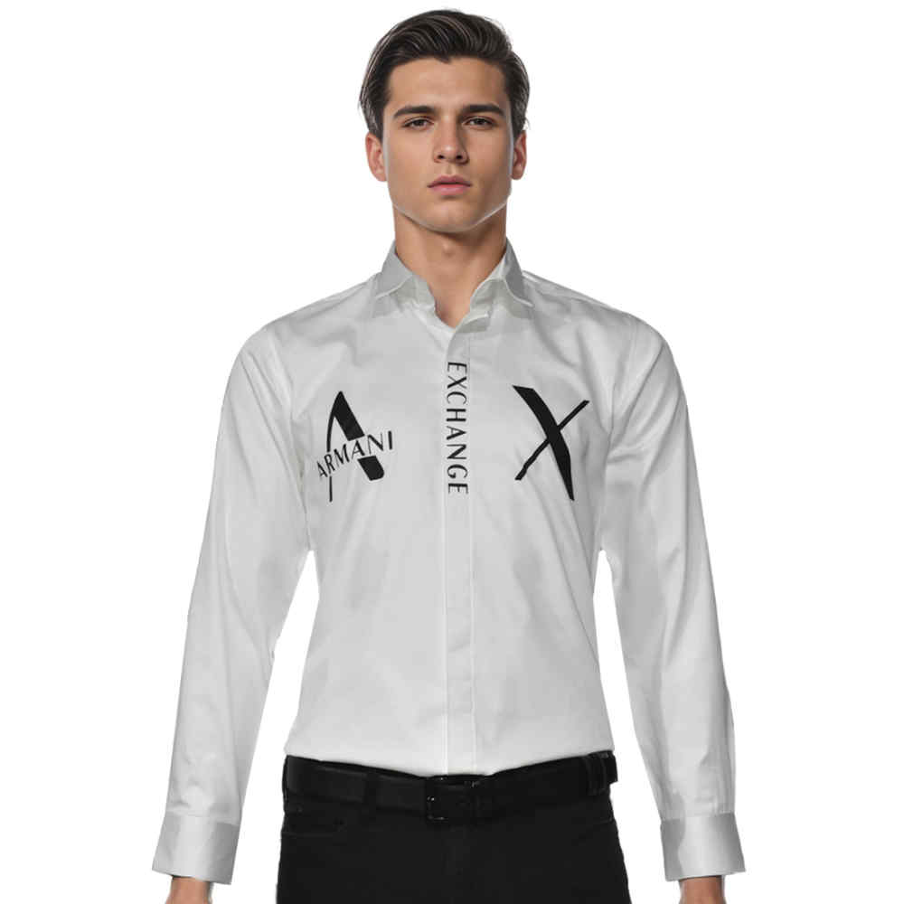 Armani Exchange logo Print White Cotton Shirt