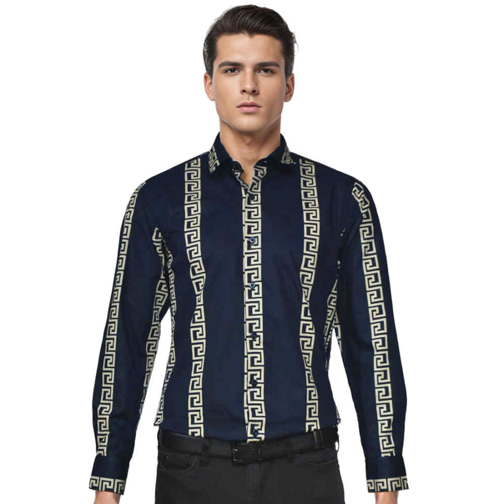 Versace Navy Blue logo Print Premium Shirt