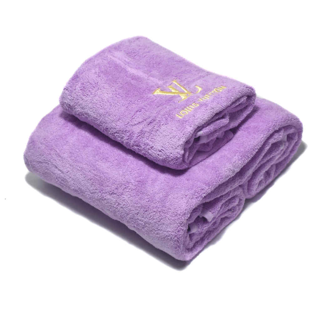 Louis Vuitton Embroidered logo Purple Towels - Set of 2