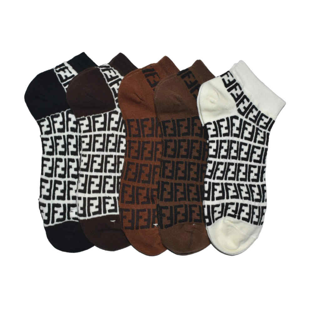 Fendi logo Print Premium Cotton Low Anklet Socks
