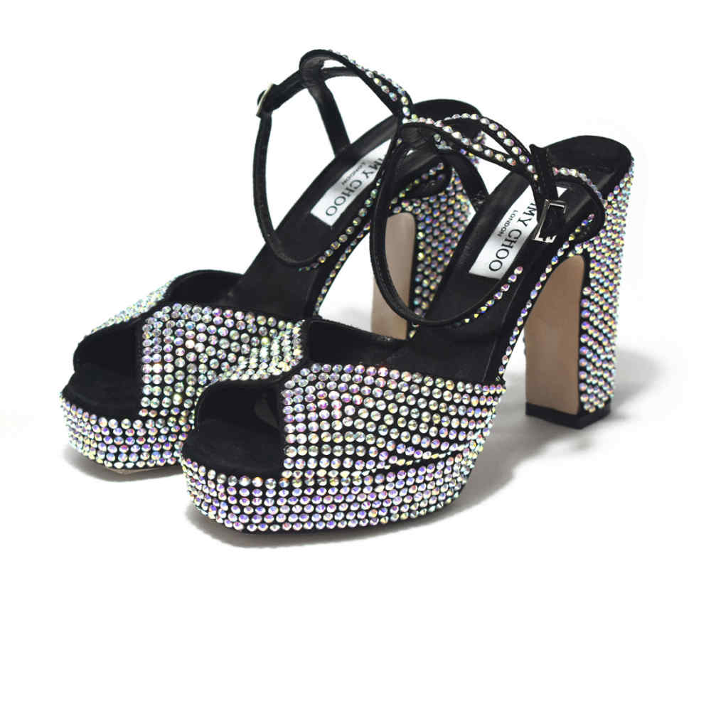 Jimmy Choo Sacaria Crystal Embellished Platform Sandals