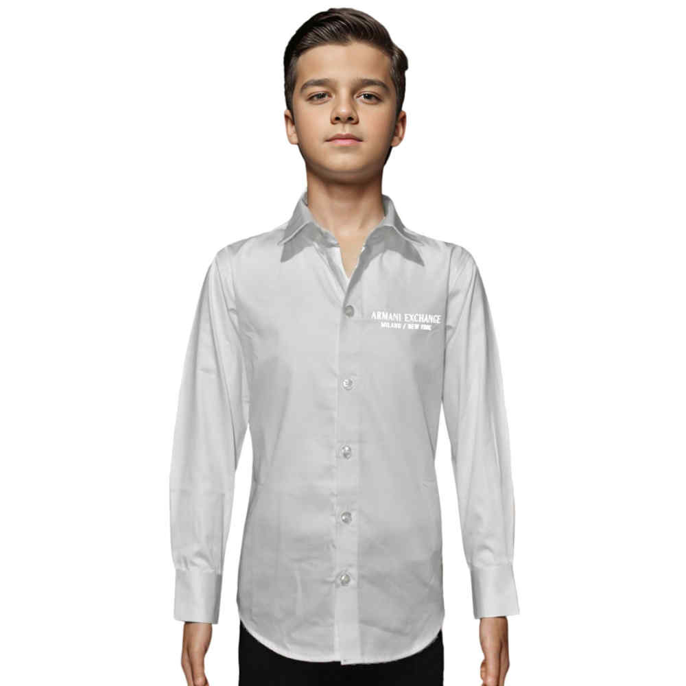 Armani Exchange White Cotton Kids Luxury Shirt