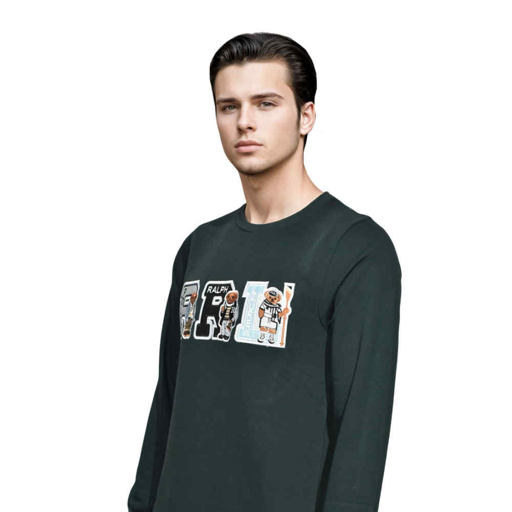 Ralph Lauren Bear Print Green Premium Quality Sweatshirt