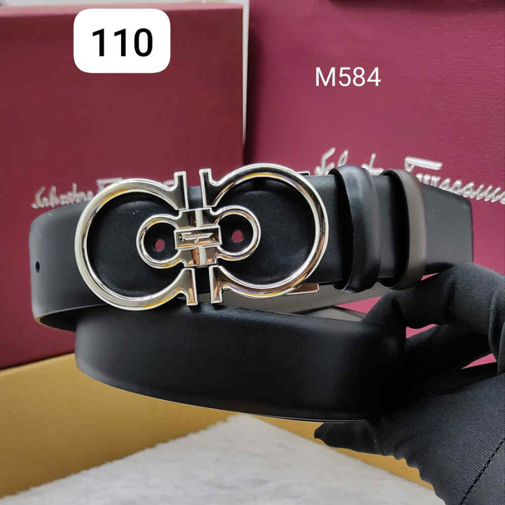 Salvatore Ferragamo Silver Premium Quality Leather Belt