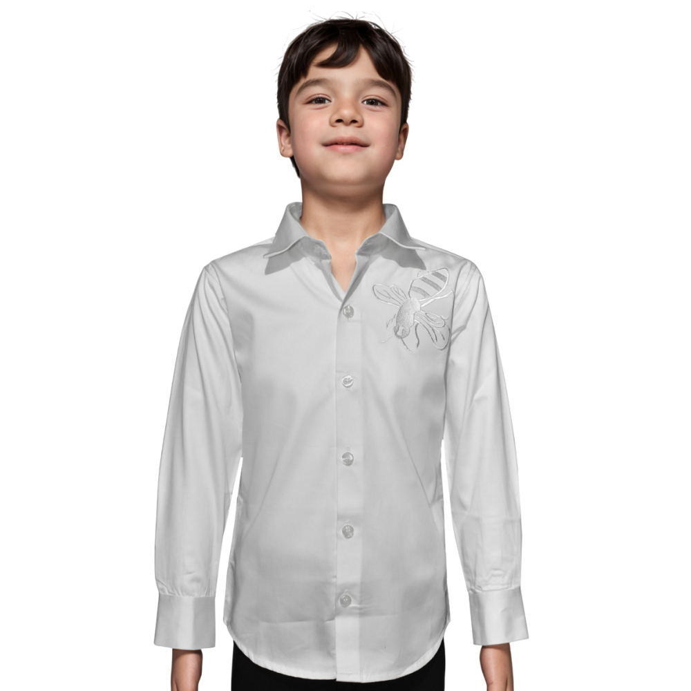 Gucci Bee Embroidered White Kids Shirt
