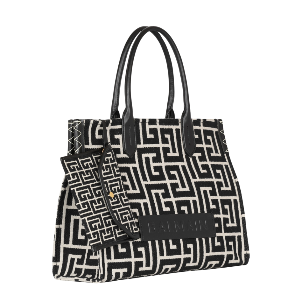 Balmain B-Army 42 monogram jacquard and leather Tote bag