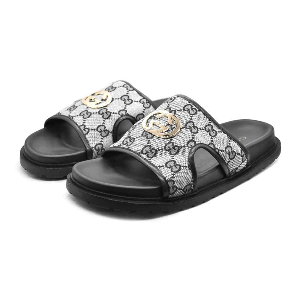 Gucci GG Canvas Grey Mens Flip-flops
