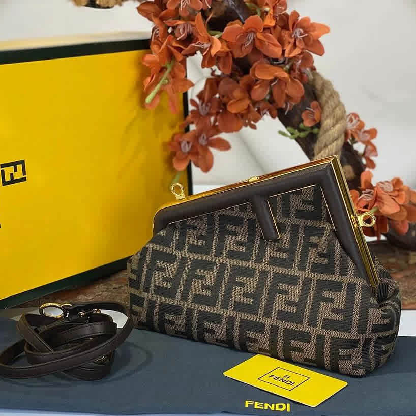 Fendi Brown Mini Leather Clutch Bag