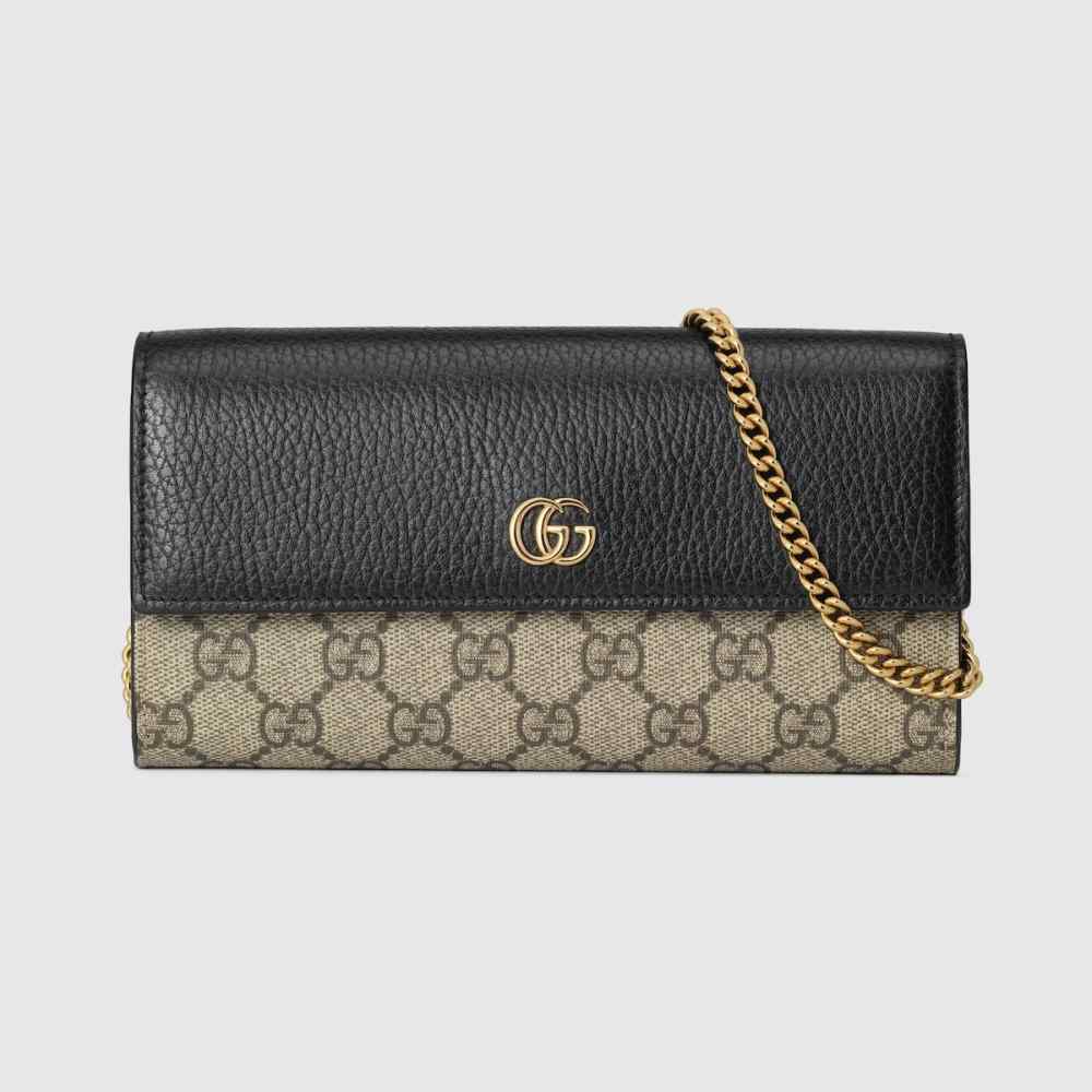 Gucci GG Marmont bi-color wallet on chain