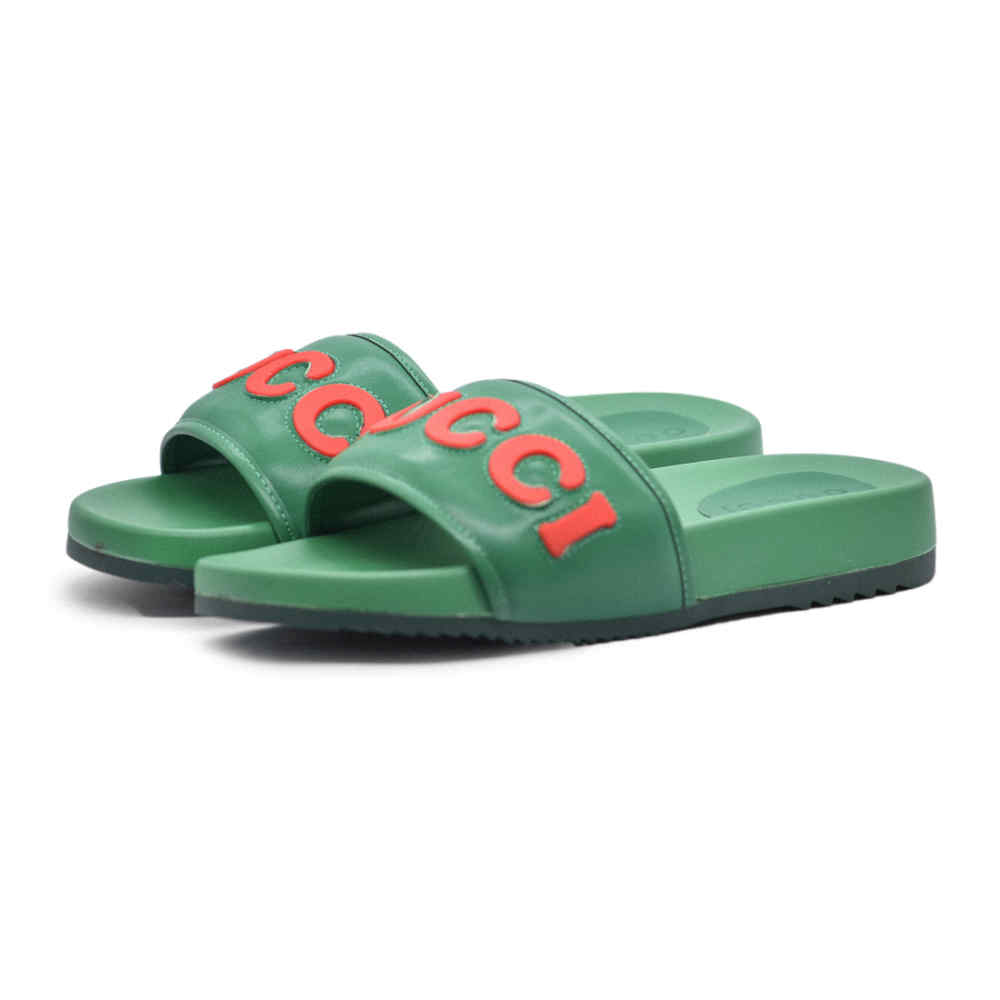Gucci GG Canvas Green Mens Flip-flops