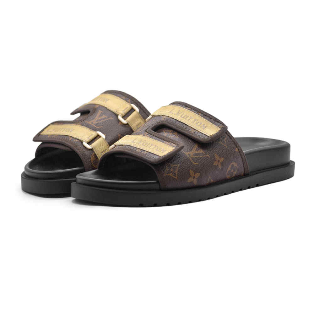 Louis Vuitton Brown & Black Premium Quality Men's Flip-flops