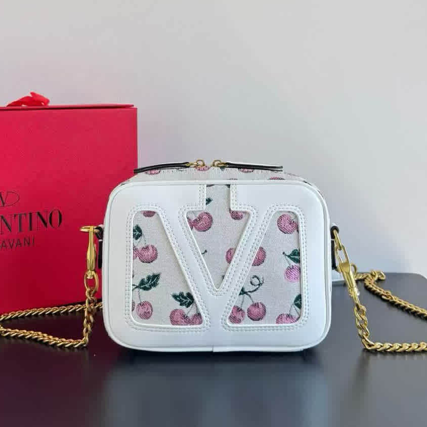 Valentino Viva Superstar V Logo White Sling Bag