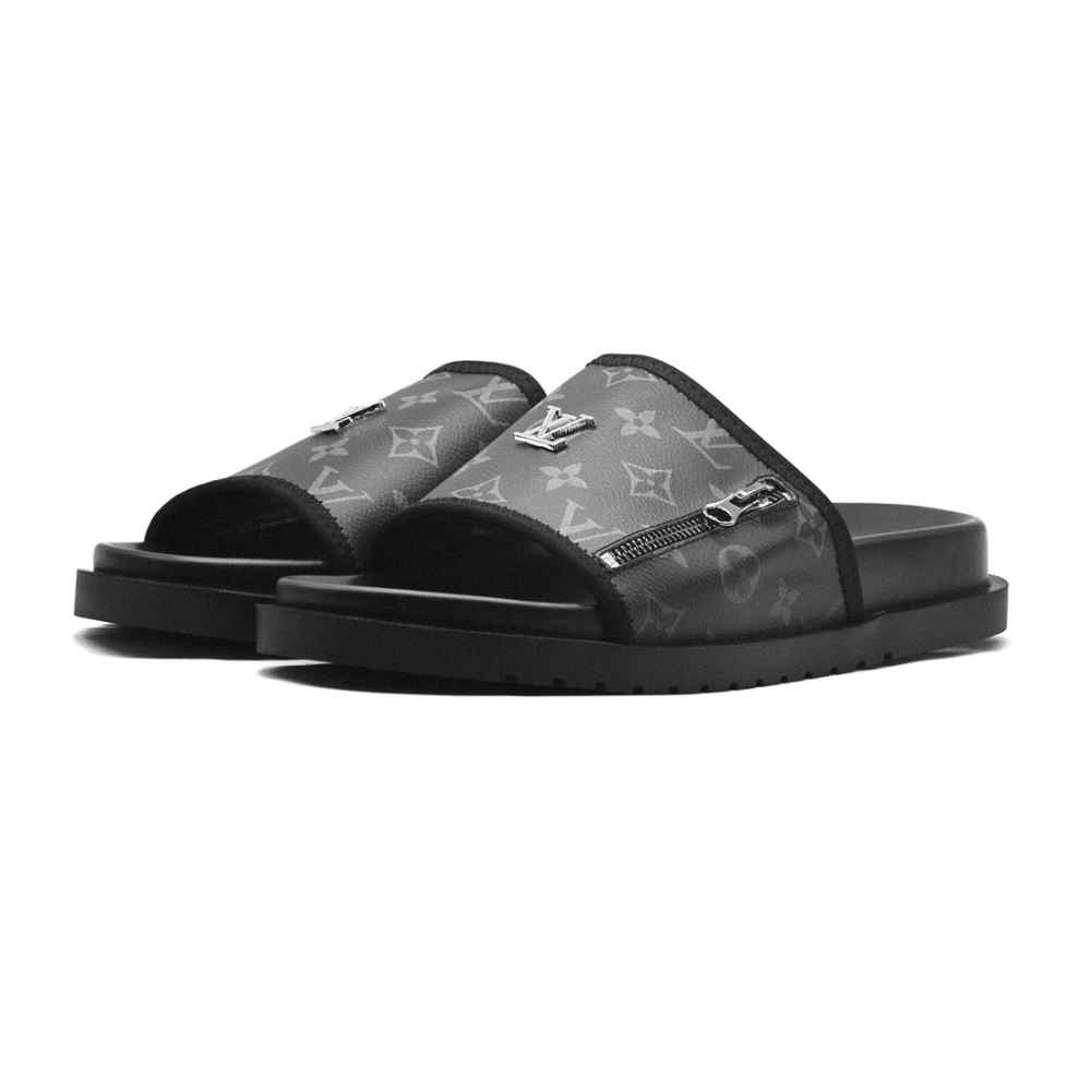 Louis Vuitton Black Premium Quality Stylish Men's Flip-flop