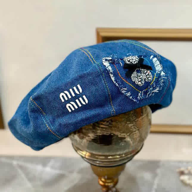 Miu Miu Blue Premium Beret Hat