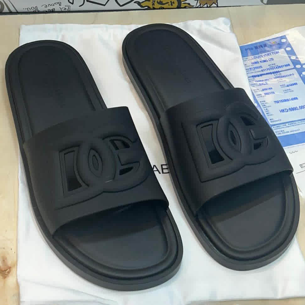 Dolce & Gabbana Canvas Black Mens Flip-flops