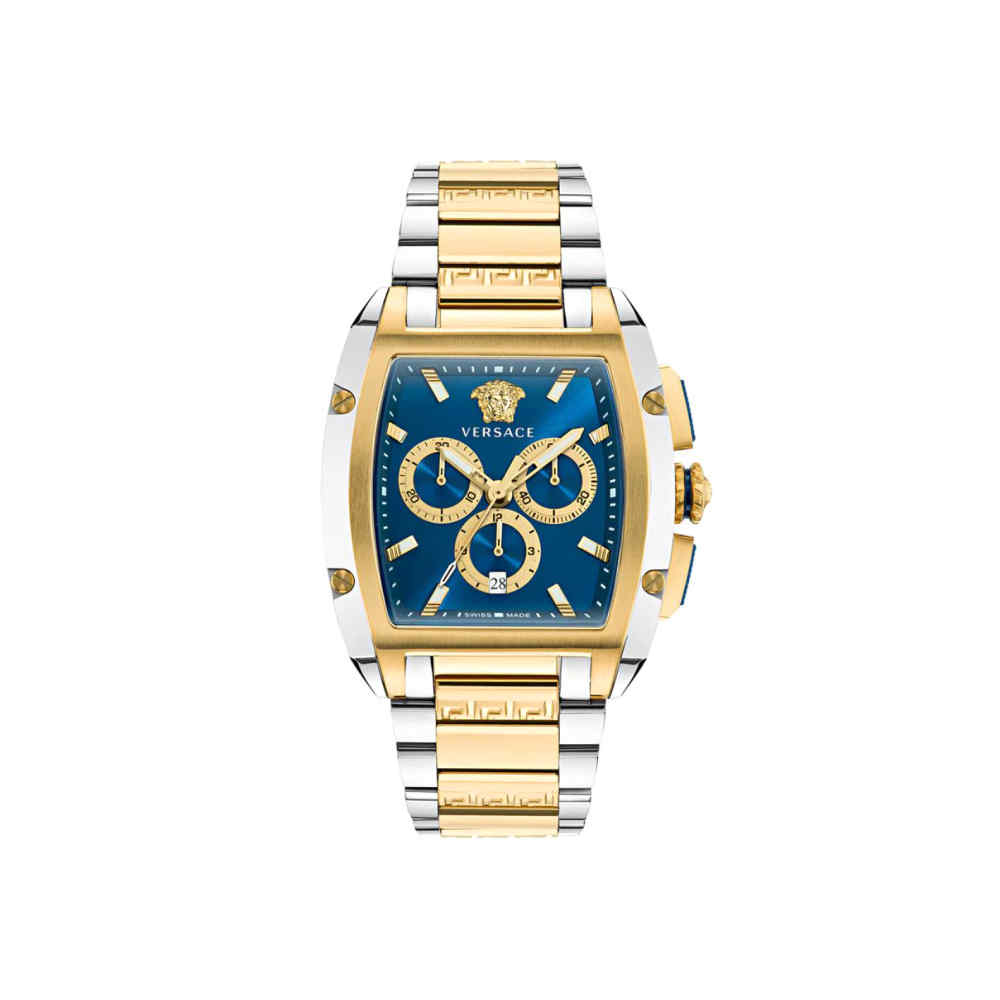 Versace Blue Dial Chronograph Stainless Steel Watch for Men VE6H00723