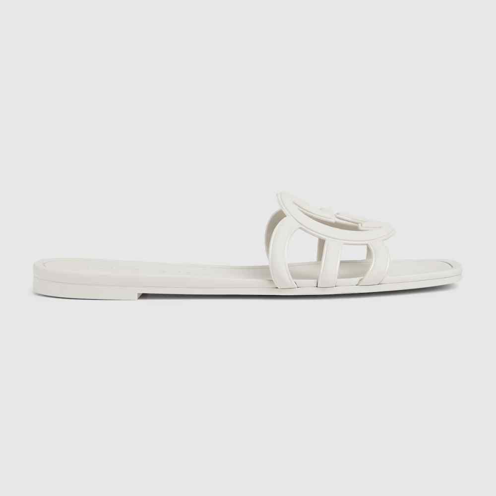 Gucci White Women's Interlocking G slide sandal