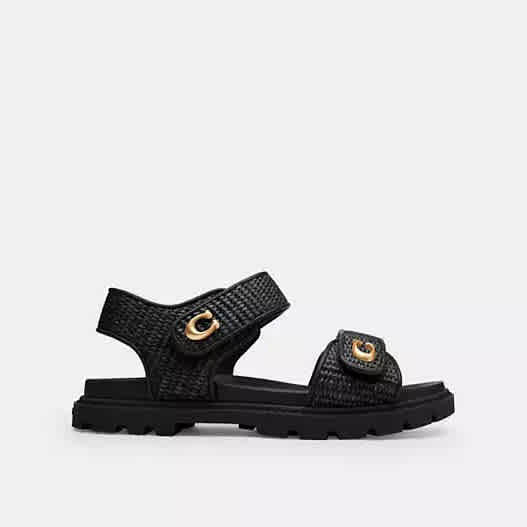 Coach Black Brynn Women's Flat Sandal