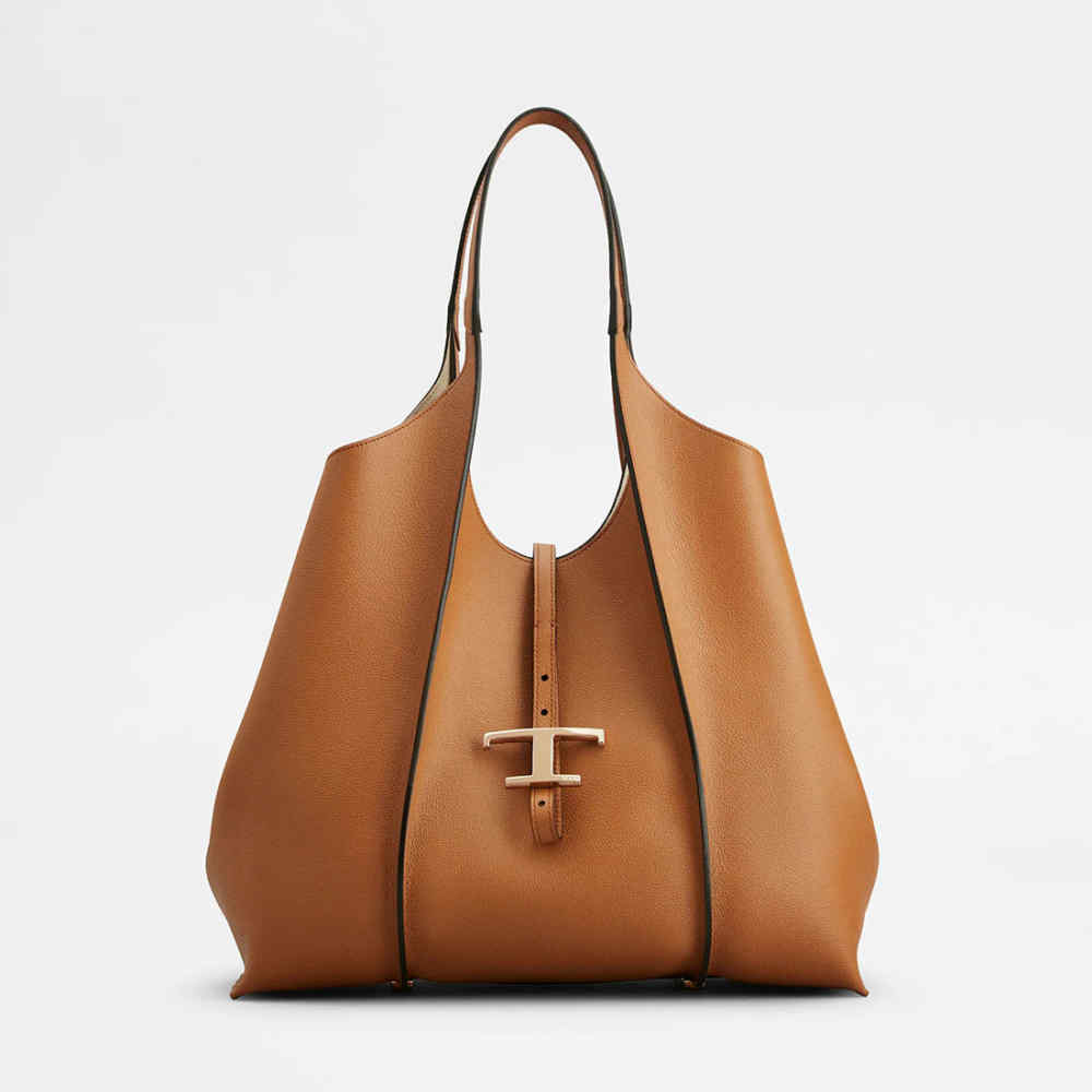 Tod's Timeless Brown Leather Shopping Shoulder Bag