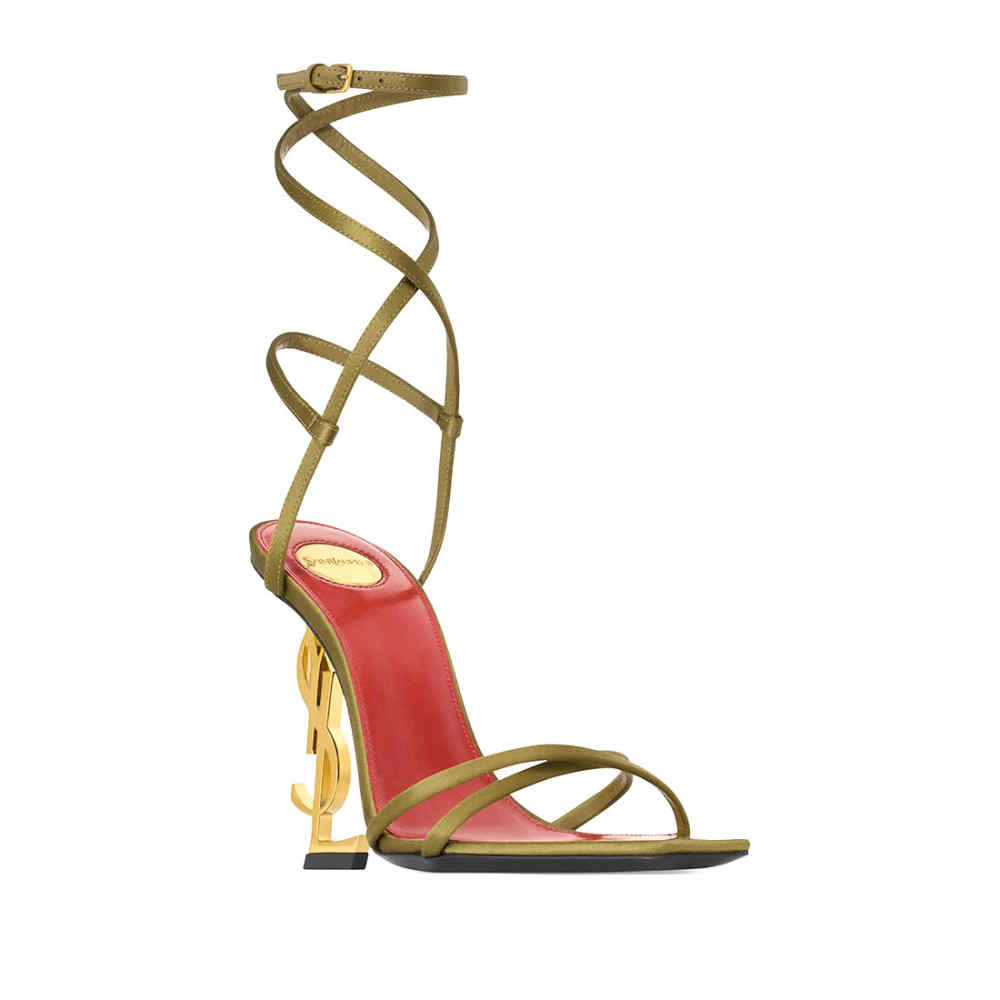 Ysl Opyum Satin Golden Heel Sandals