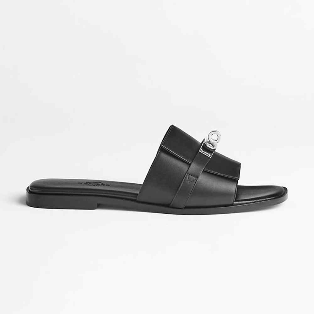 Hermes Giulia Black Slide Sandal