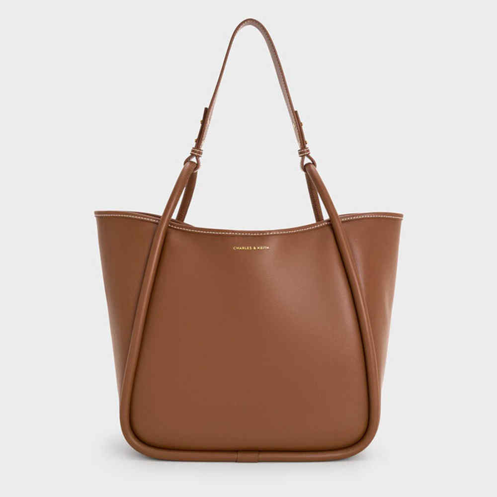 Charles & Keith Lyla Tubular Small Brown Tote Bag