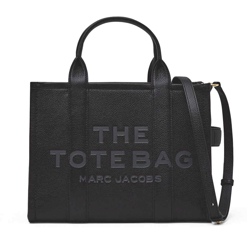Marc Jacobs The Leather Medium Black Tote Bag