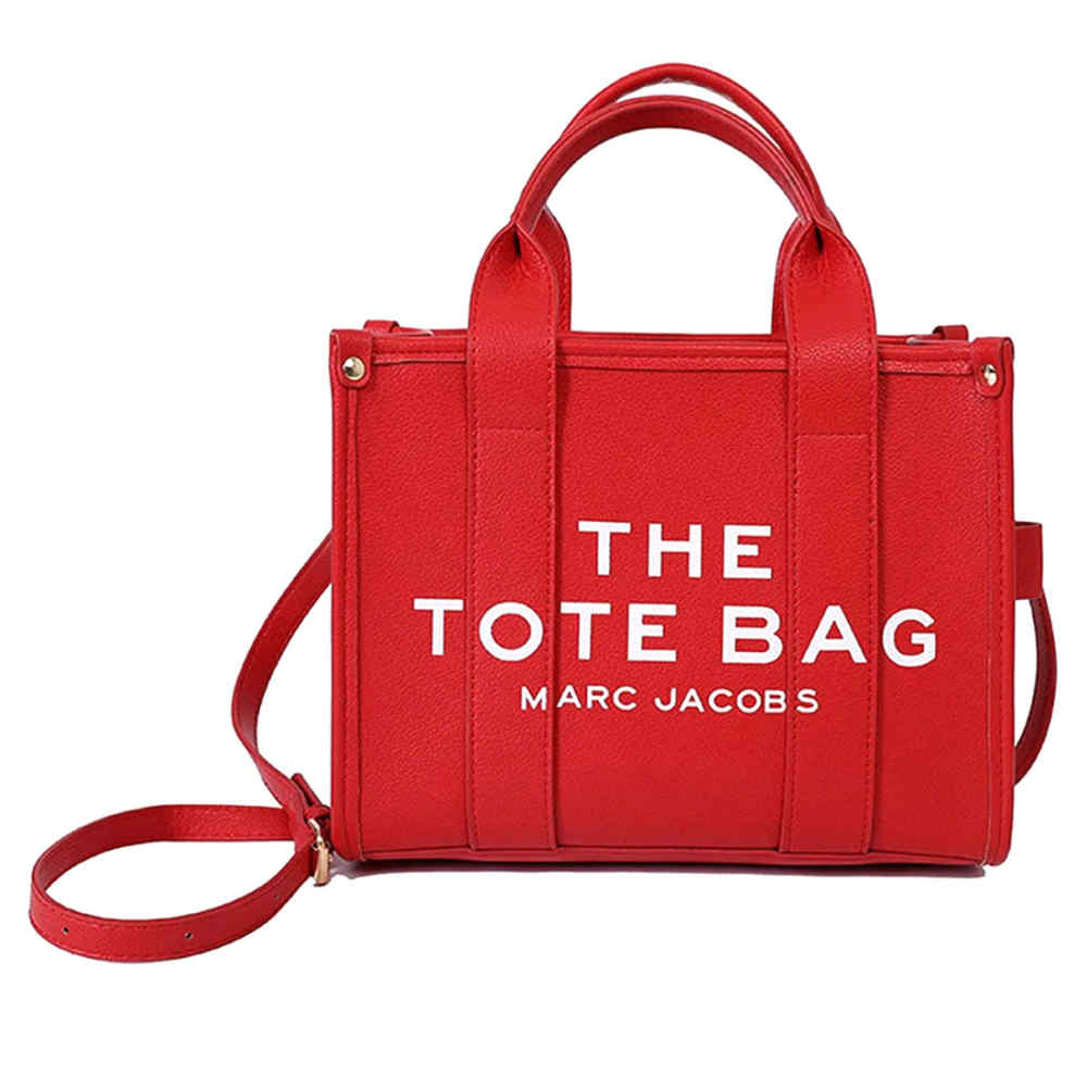 Marc Jacobs Canvas Wine Red Leather Tote Bag