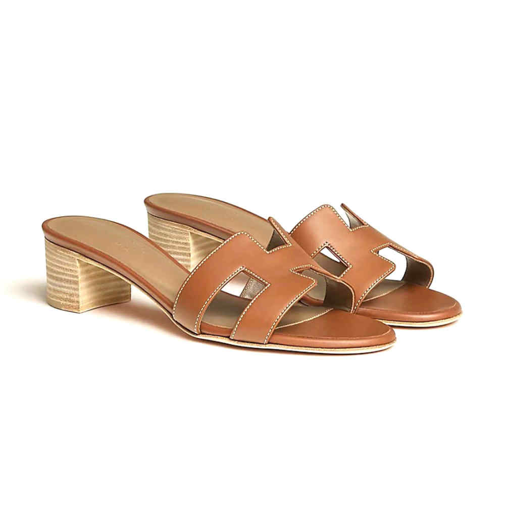 Hermes Oasis Brown Heel Sandal