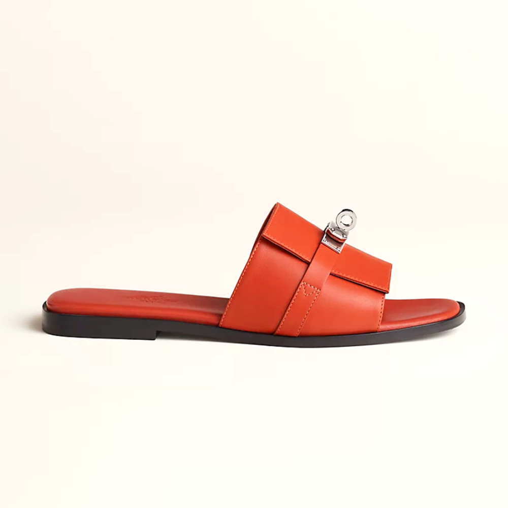 Hermes Paris Birkin Orange Premium Quality Women's Flat Sandals