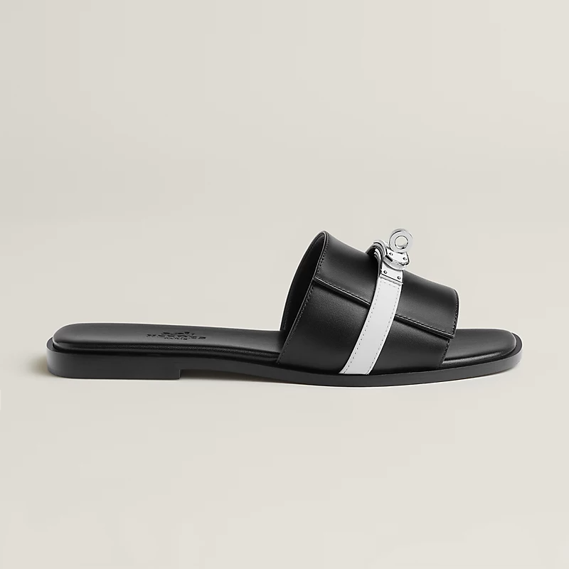 Hermes Paris Birkin Black Premium Quality Women's Flat Sandals