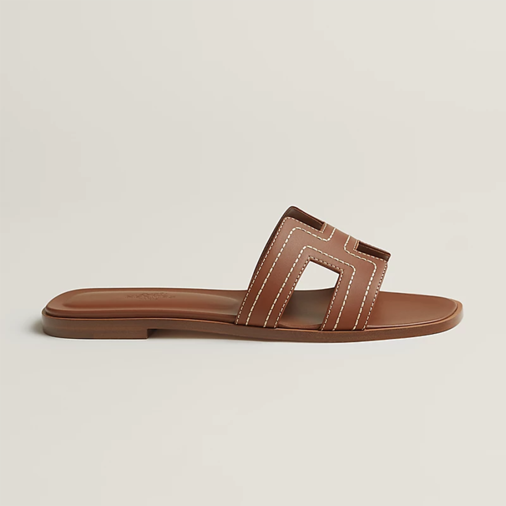 Hermes Oran Brown Flat Sandals