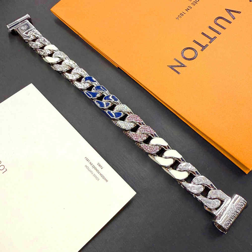 Louis Vuitton Chain Links Patches Blue Bracelet