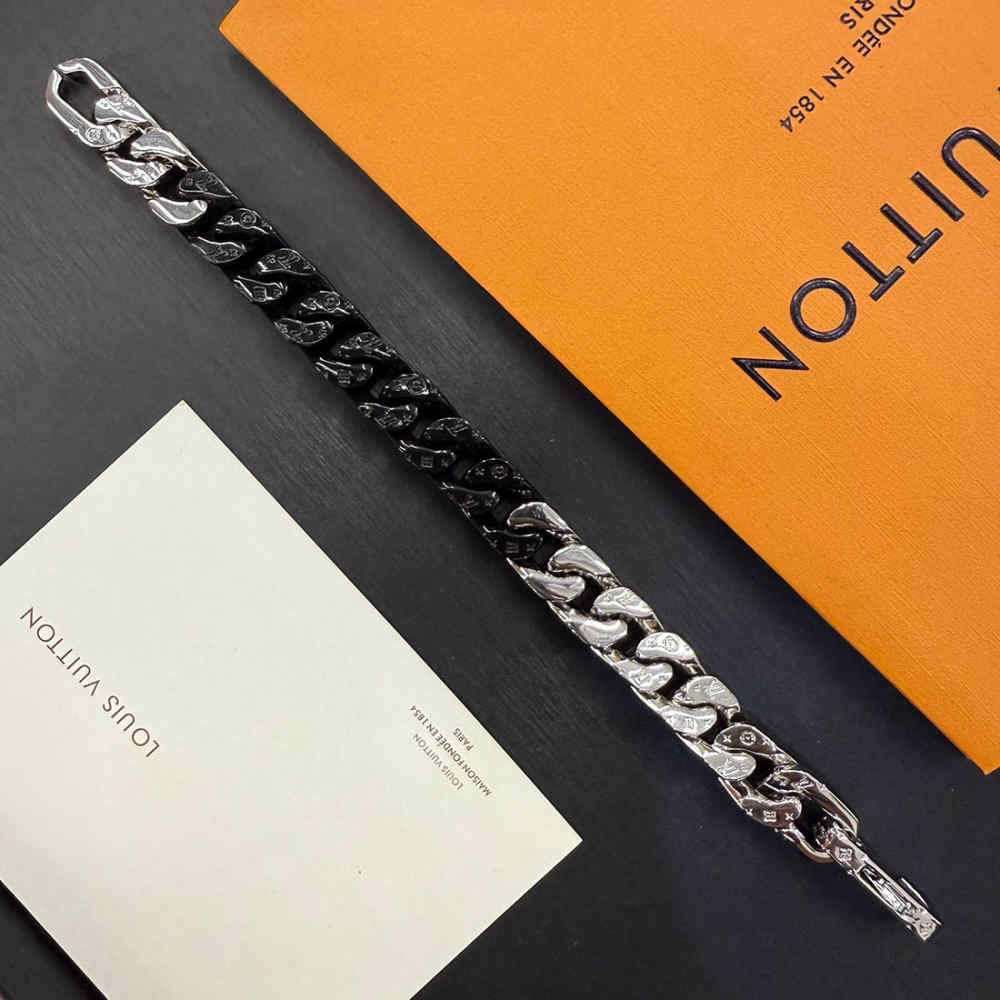 Louis Vuitton Chain Links Patches Black Bracelet
