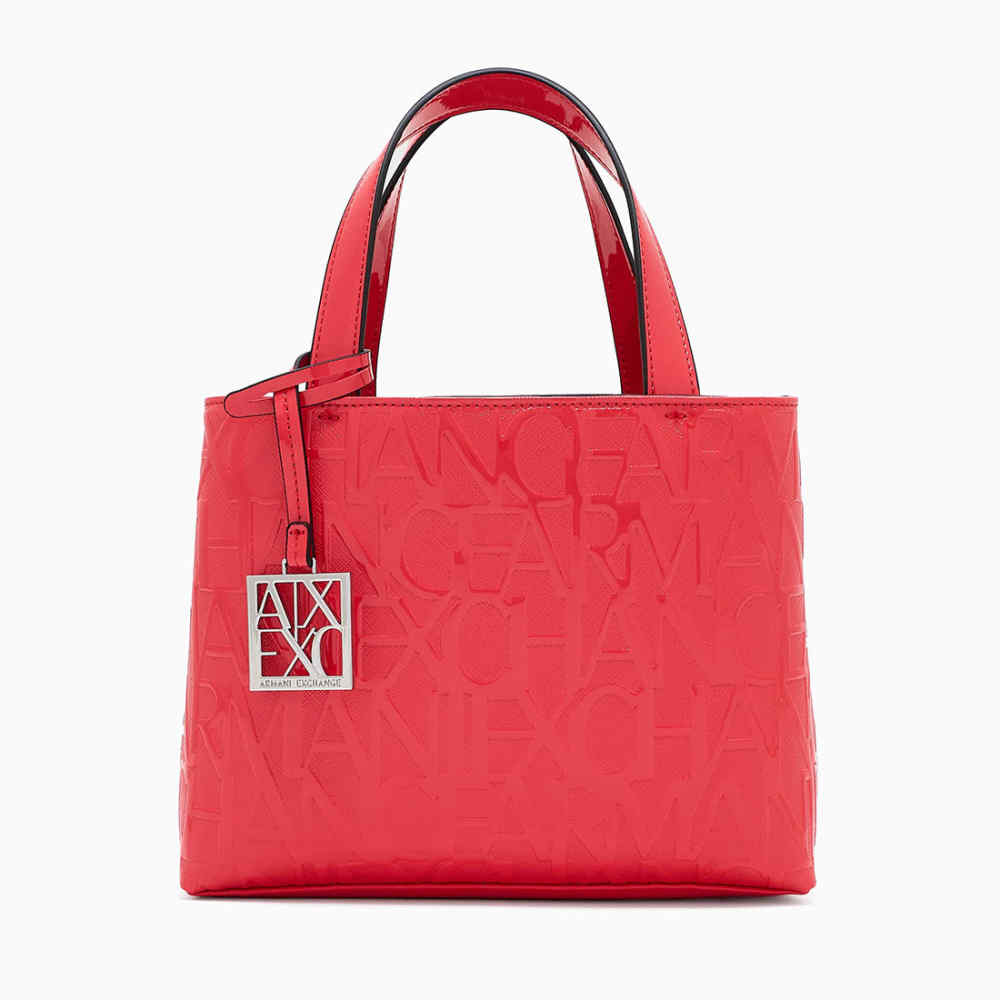 Armani Exchange Glossy Red Embossed Logo HandBag